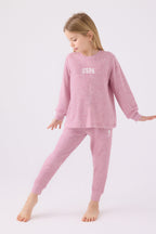 Kız Çocuk Pembe Uzun Kol Pijama Takım