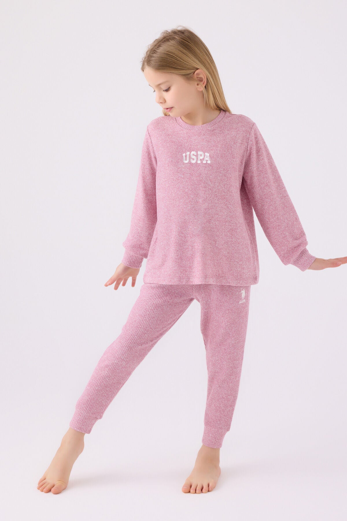 Kız Çocuk Pembe Uzun Kol Pijama Takım