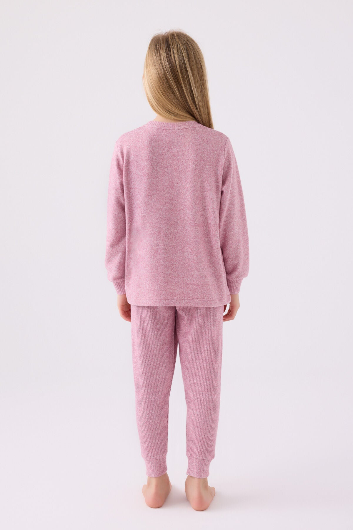 Kız Çocuk Pembe Uzun Kol Pijama Takım