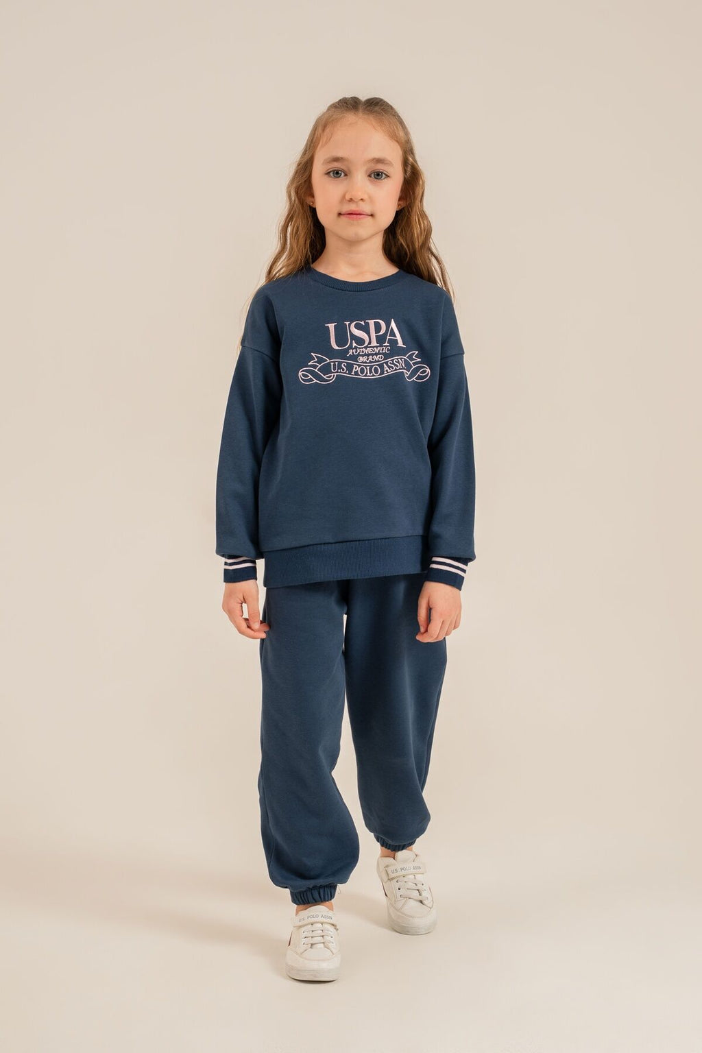 U.S. Polo Assn. Kız Çocuk Nakışlı Mavi Uzun Kol Eşofman Takımı US2705-C-V1