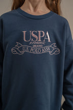 U.S. Polo Assn. Kız Çocuk Nakışlı Mavi Uzun Kol Eşofman Takımı US2705-C-V1