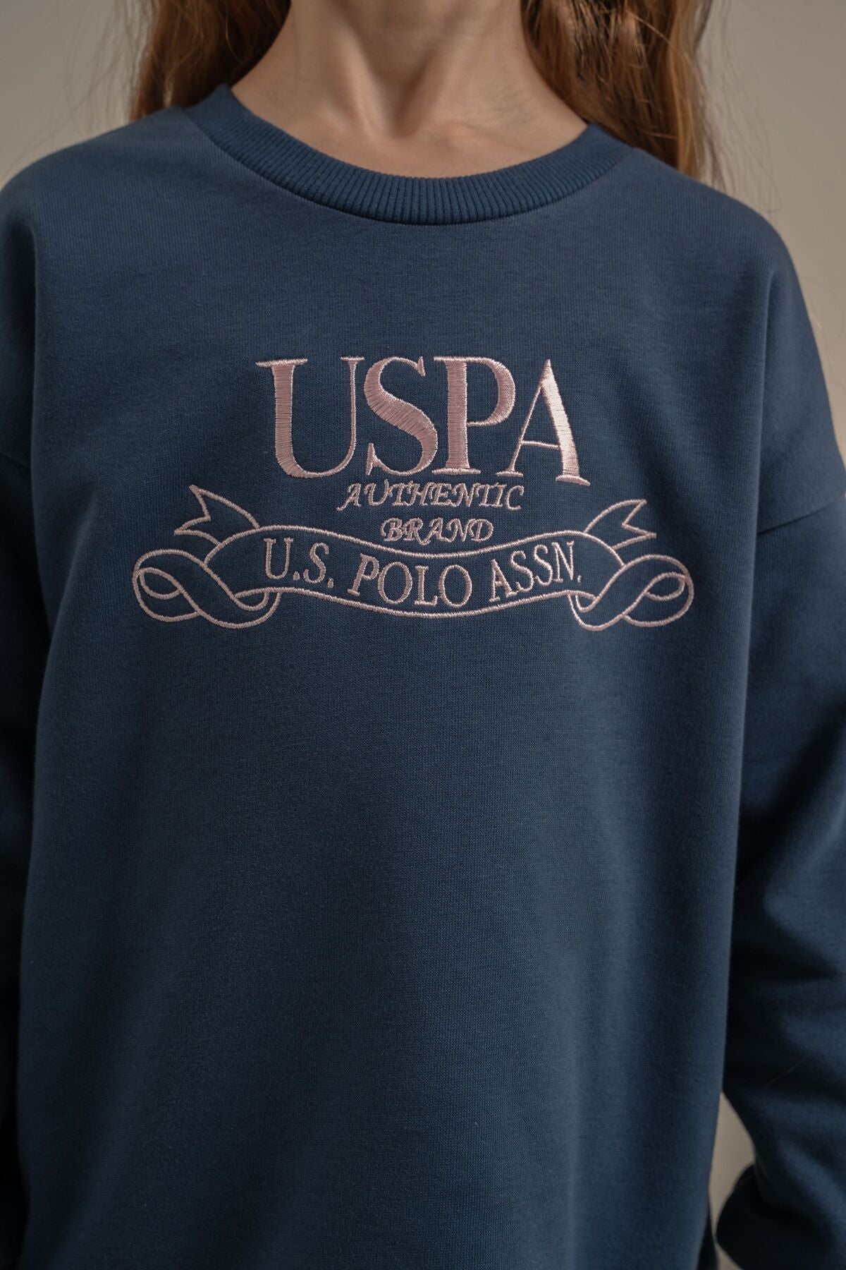 U.S. Polo Assn. Kız Çocuk Nakışlı Mavi Uzun Kol Eşofman Takımı US2705-C-V1