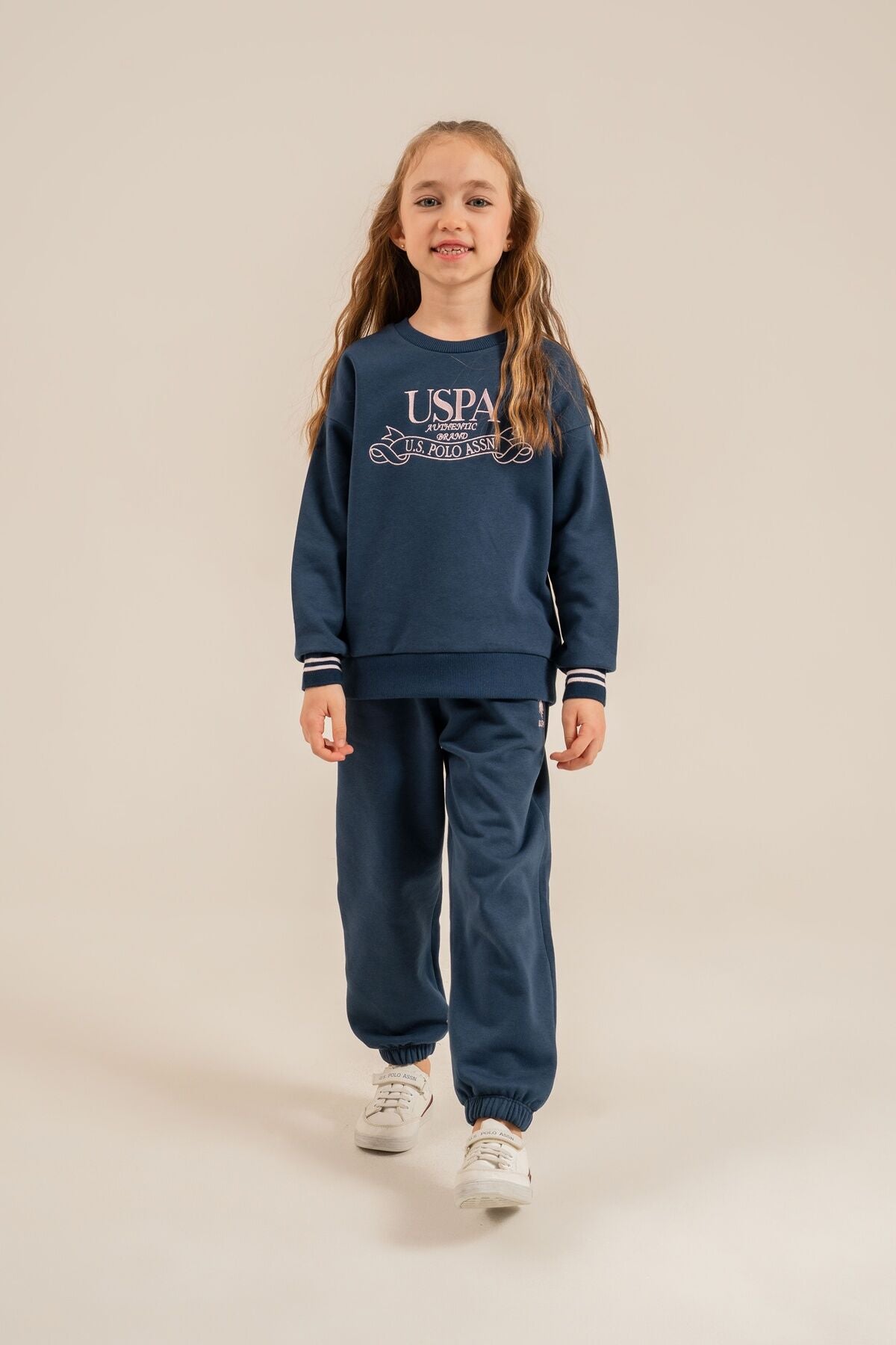 U.S. Polo Assn. Kız Çocuk Nakışlı Mavi Uzun Kol Eşofman Takımı US2705-C-V1
