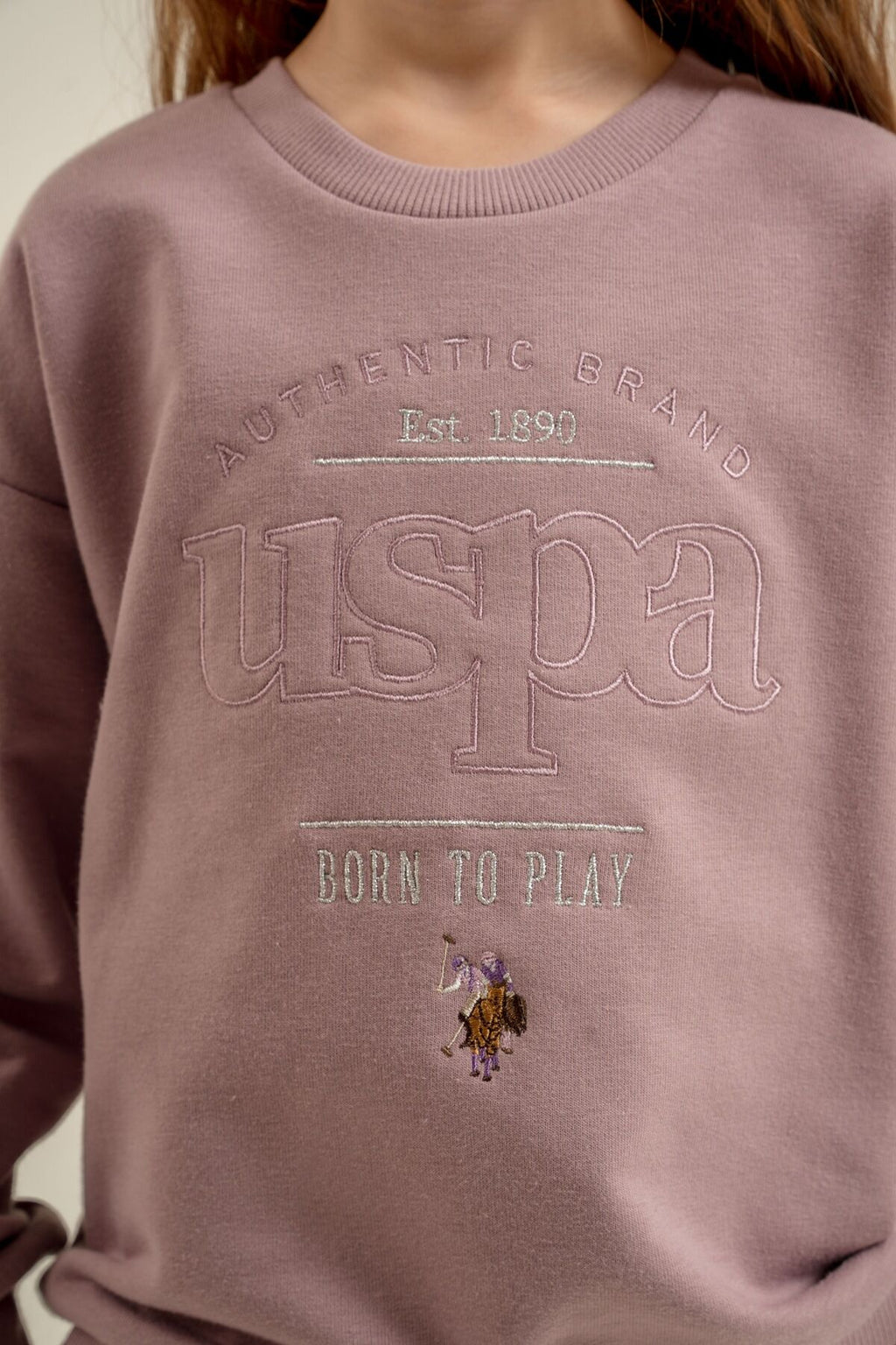 U.S. Polo Assn. Kız Çocuk Nakışlı Mavi Uzun Kol Eşofman Takımı US2722-C-V2