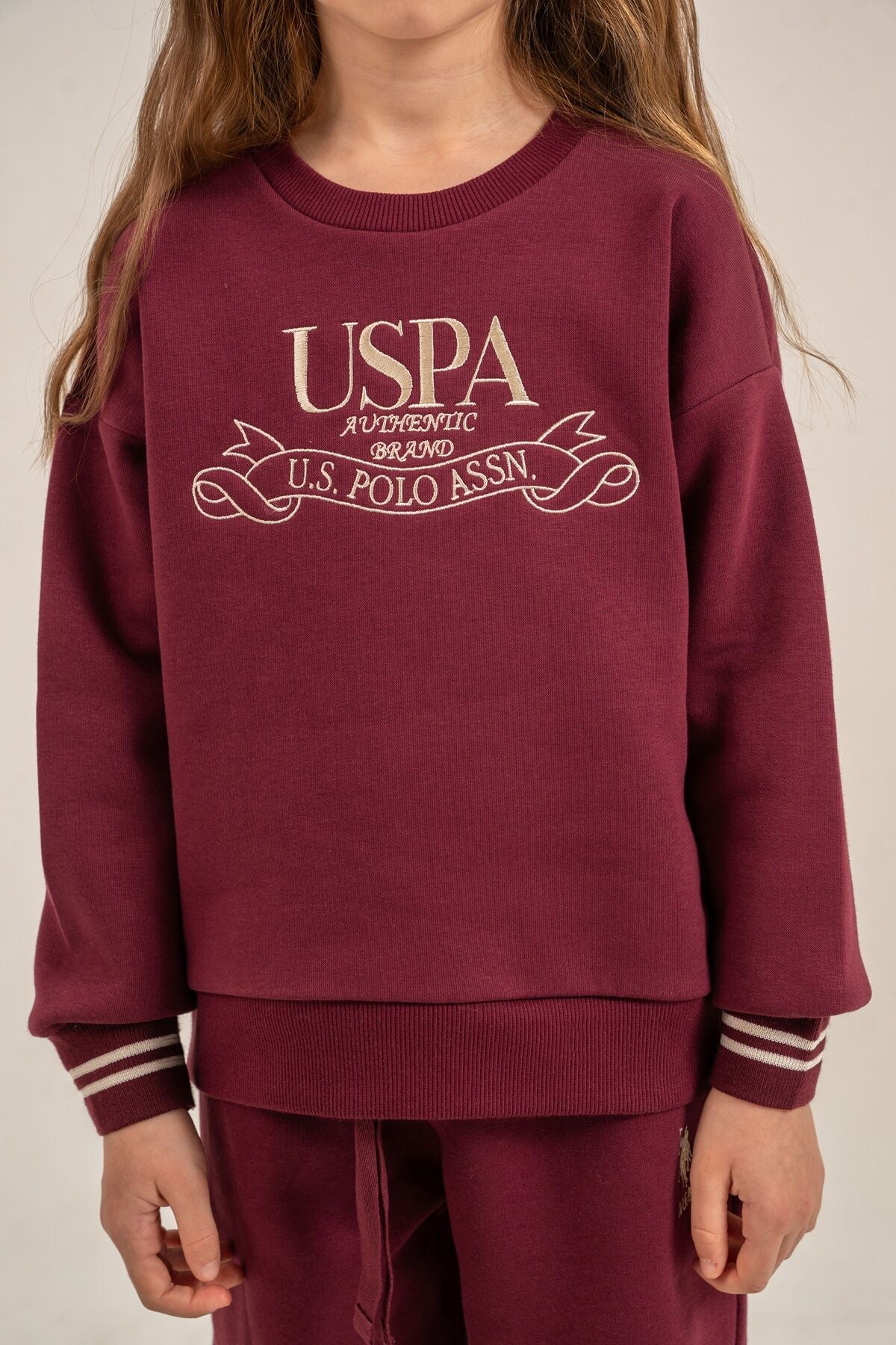 U.S. Polo Assn. Kız Çocuk Nakışlı Mor Uzun Kol Eşofman Takımı US2705-C-V2
