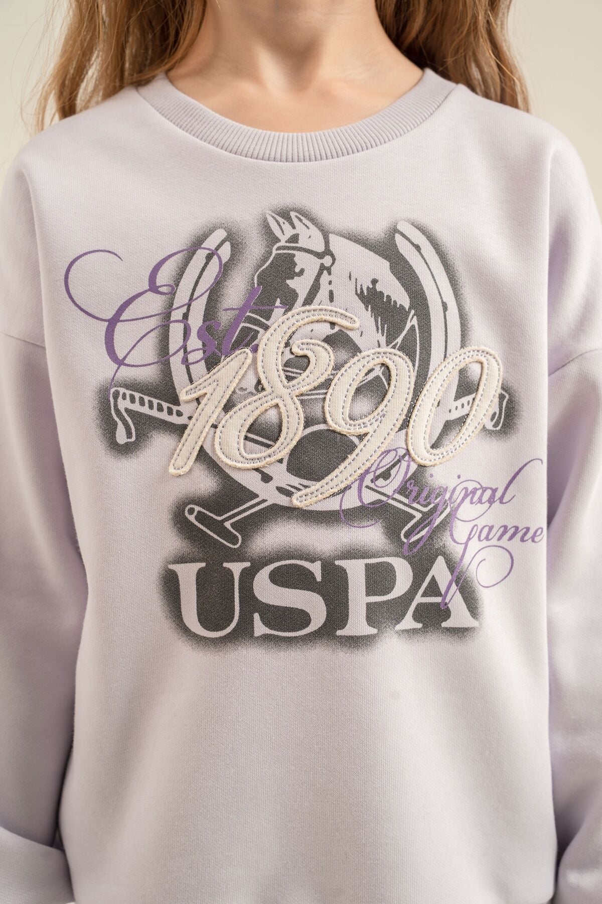 U.S. Polo Assn. Kız Çocuk Nakışlı Mor Uzun Kol Eşofman Takımı US2713-C-V1
