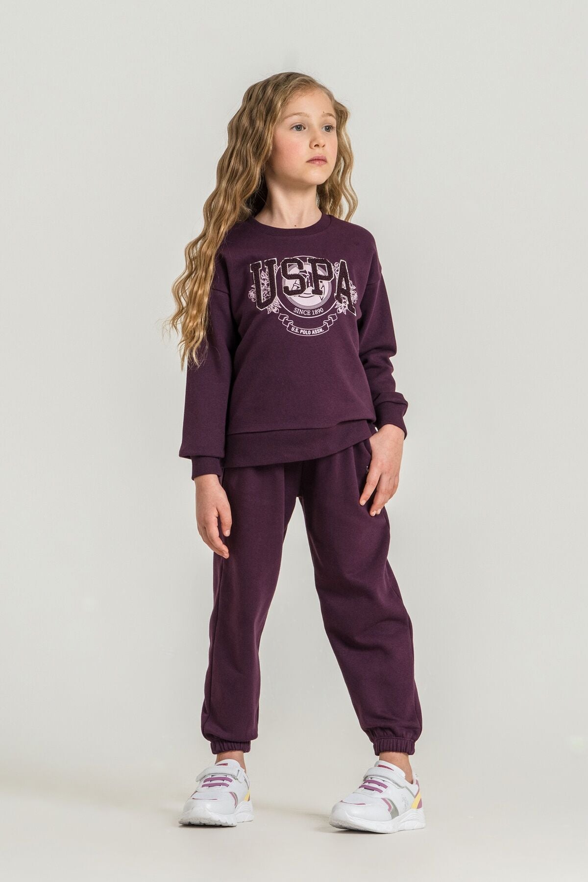 U.S. Polo Assn. Kız Çocuk Nakışlı Mor Uzun Kol Eşofman Takımı US2715-C-V2 Ürün ana görseli