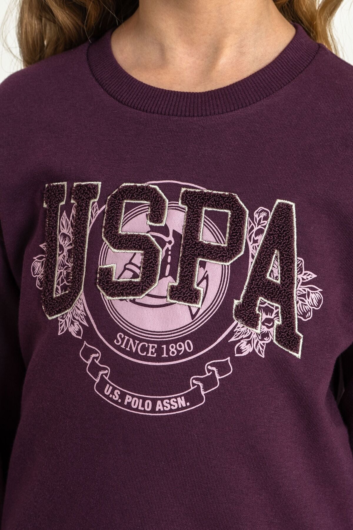 U.S. Polo Assn. Kız Çocuk Nakışlı Mor Uzun Kol Eşofman Takımı US2715-C-V2
