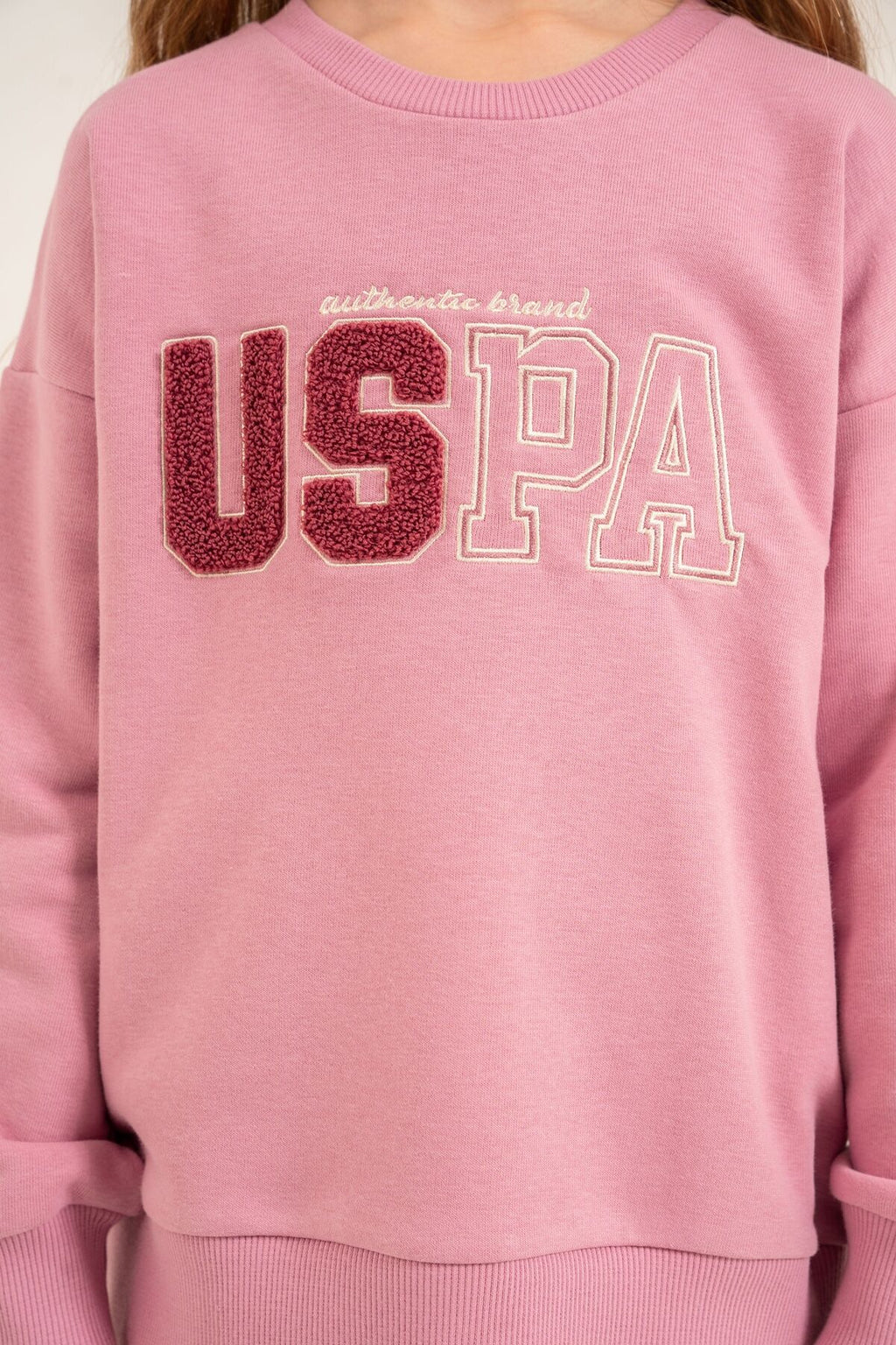 U.S. Polo Assn. Kız Çocuk Nakışlı Pembe Uzun Kol Eşofman Takımı US2710-C-V1