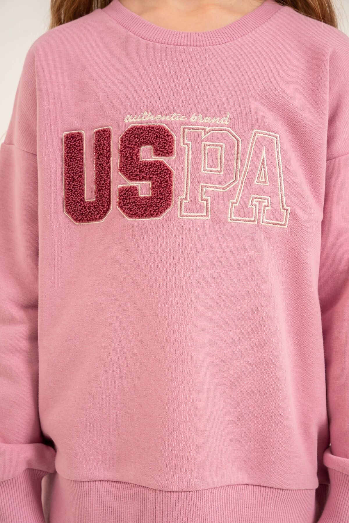 U.S. Polo Assn. Kız Çocuk Nakışlı Pembe Uzun Kol Eşofman Takımı US2710-C-V1