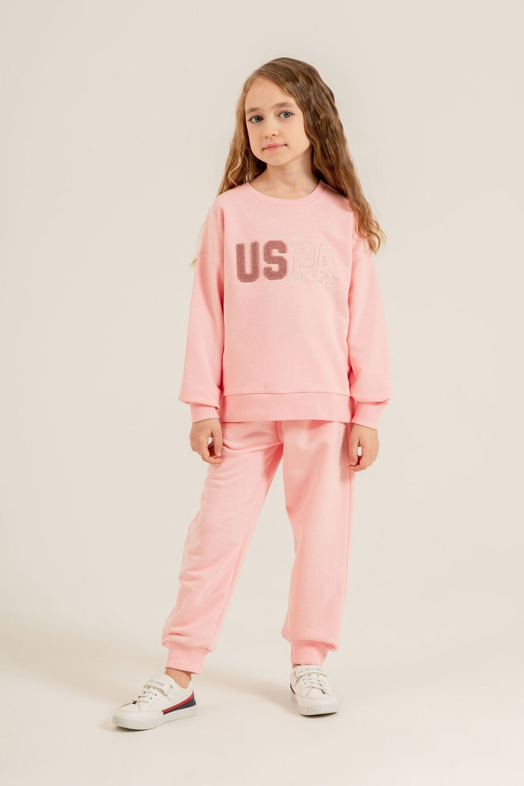 U.S. Polo Assn. Kız Çocuk Nakışlı Turuncu Uzun Kol Eşofman Takımı US2710-C-V2