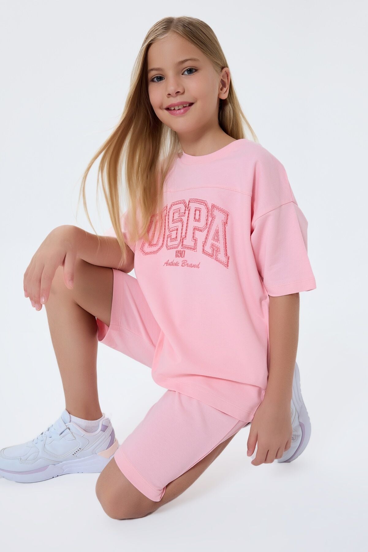U.S. Polo Assn Kız Çocuk Pembe Bermuda Takım Ürün ana görseli