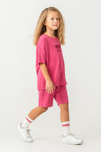 U.S. Polo Assn Kız Çocuk Pembe Bermuda Takım