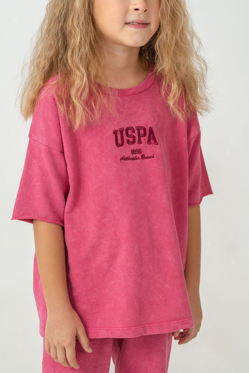U.S. Polo Assn Kız Çocuk Pembe Bermuda Takım