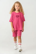 U.S. Polo Assn Kız Çocuk Pembe Bermuda Takım