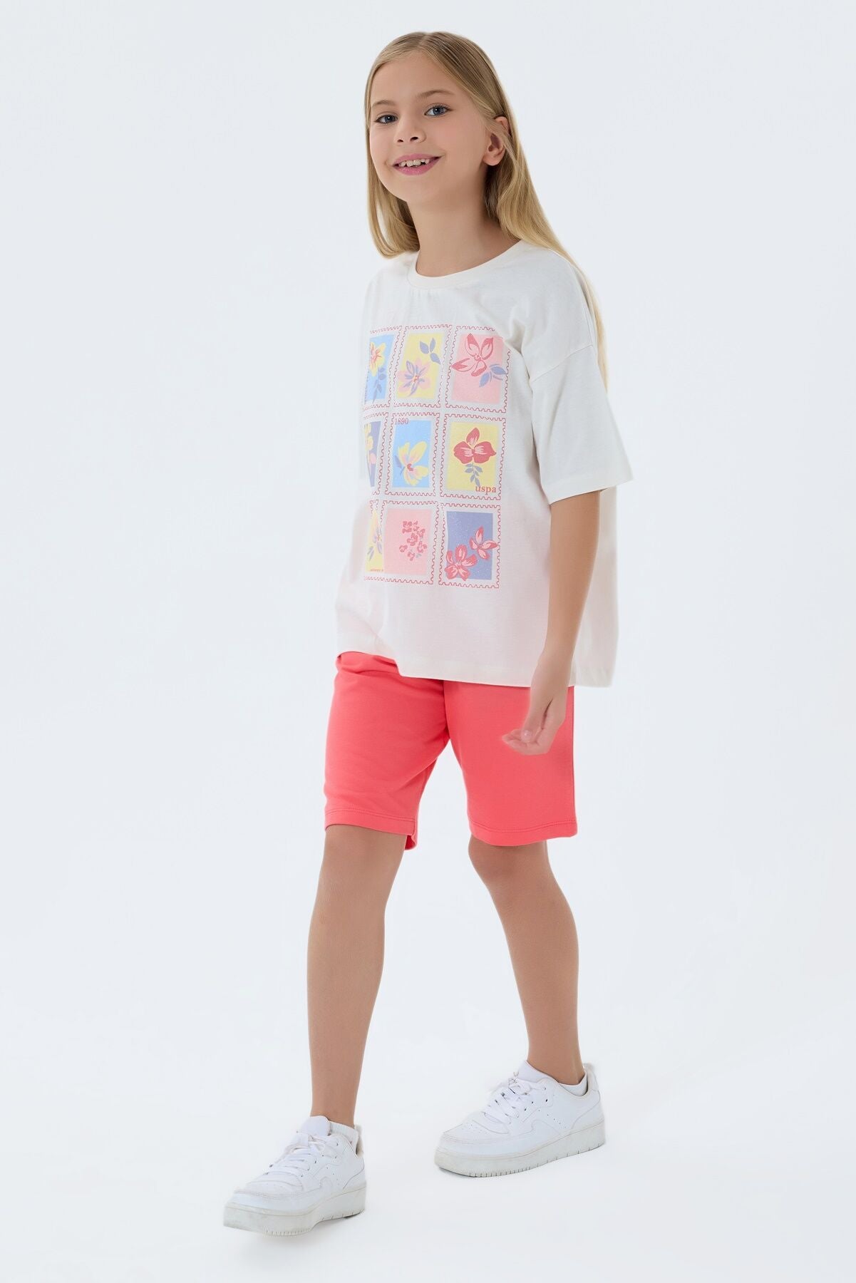 U.S. Polo Assn Kız Çocuk Pembe Bermuda Takım
