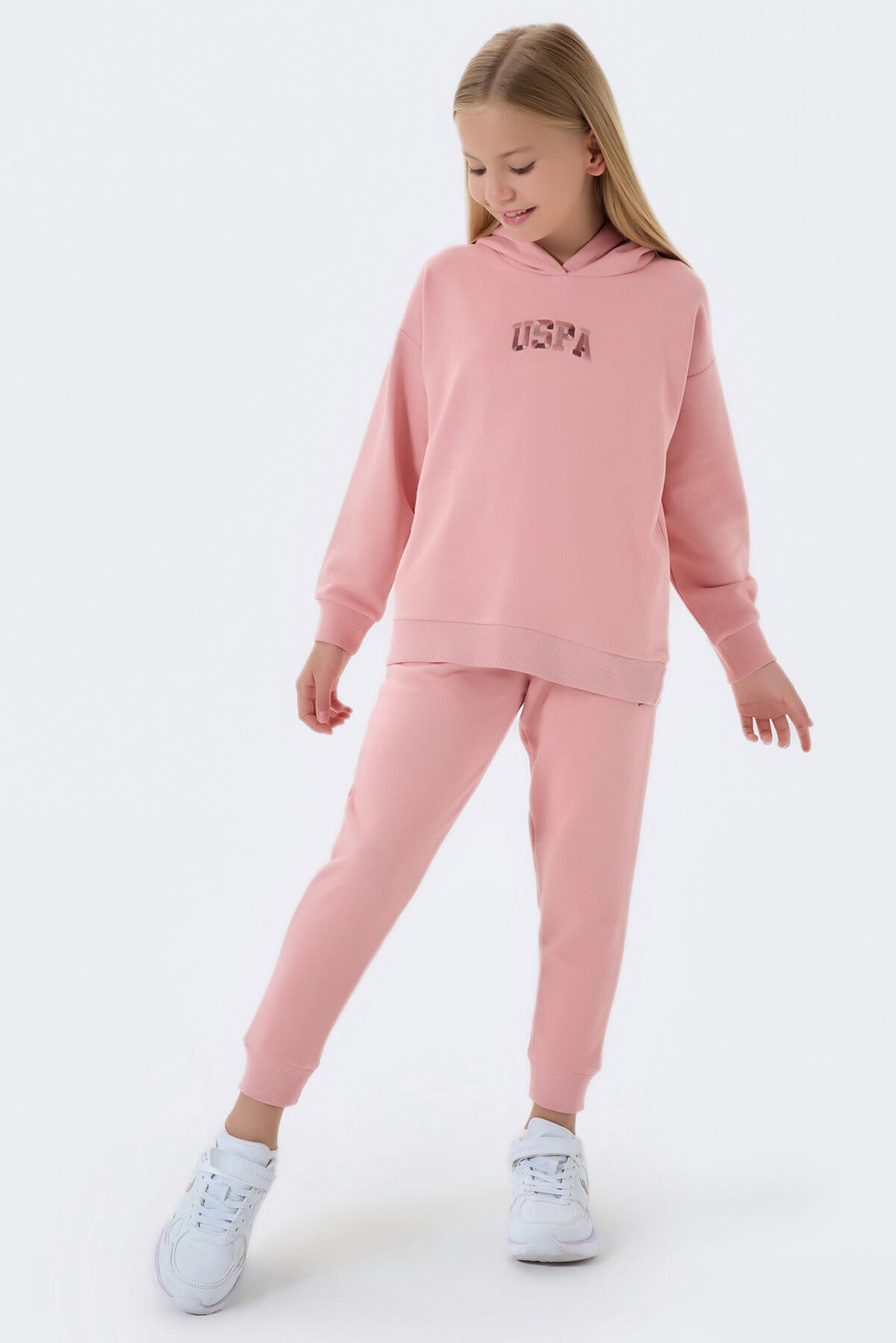4-15 Yaş Lisanslı Us Polo ASSN Kız Çocuk Eşofman Takım -Retro Pembe