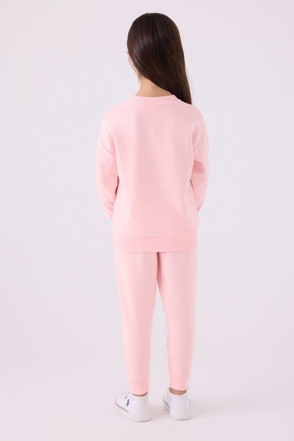 U.S. Polo Assn. Kız Çocuk Bisiklet Yaka Nakışlı Kışlık Regular Fit Pembe Eşofman Takımı US1969-C-V1