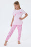 U.S. Polo Assn. Kız Çocuk Bisiklet Yaka Nakışlı Yazlık Regular Fit Pembe Pijama Takımı US2506-C-V1