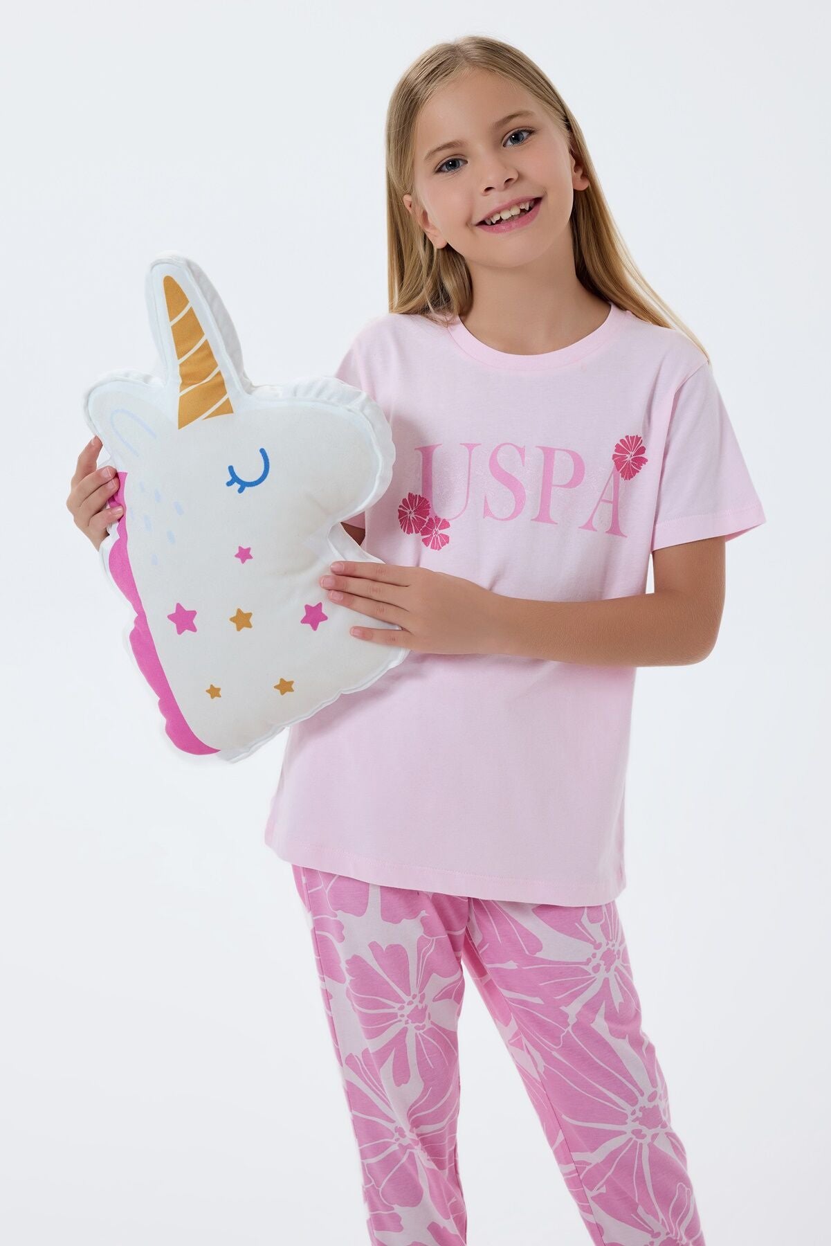 U.S. Polo Assn Kız Çocuk Pembe Pijama Takım