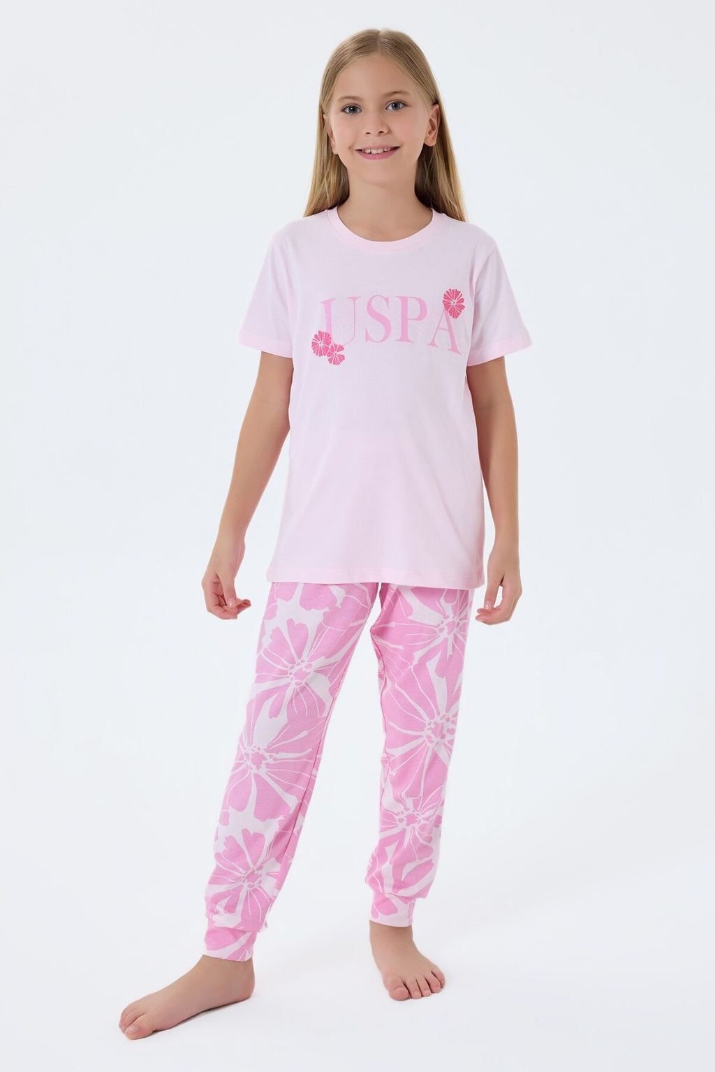 U.S. Polo Assn Kız Çocuk Pembe Pijama Takım