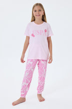 U.S. Polo Assn Kız Çocuk Pembe Pijama Takım