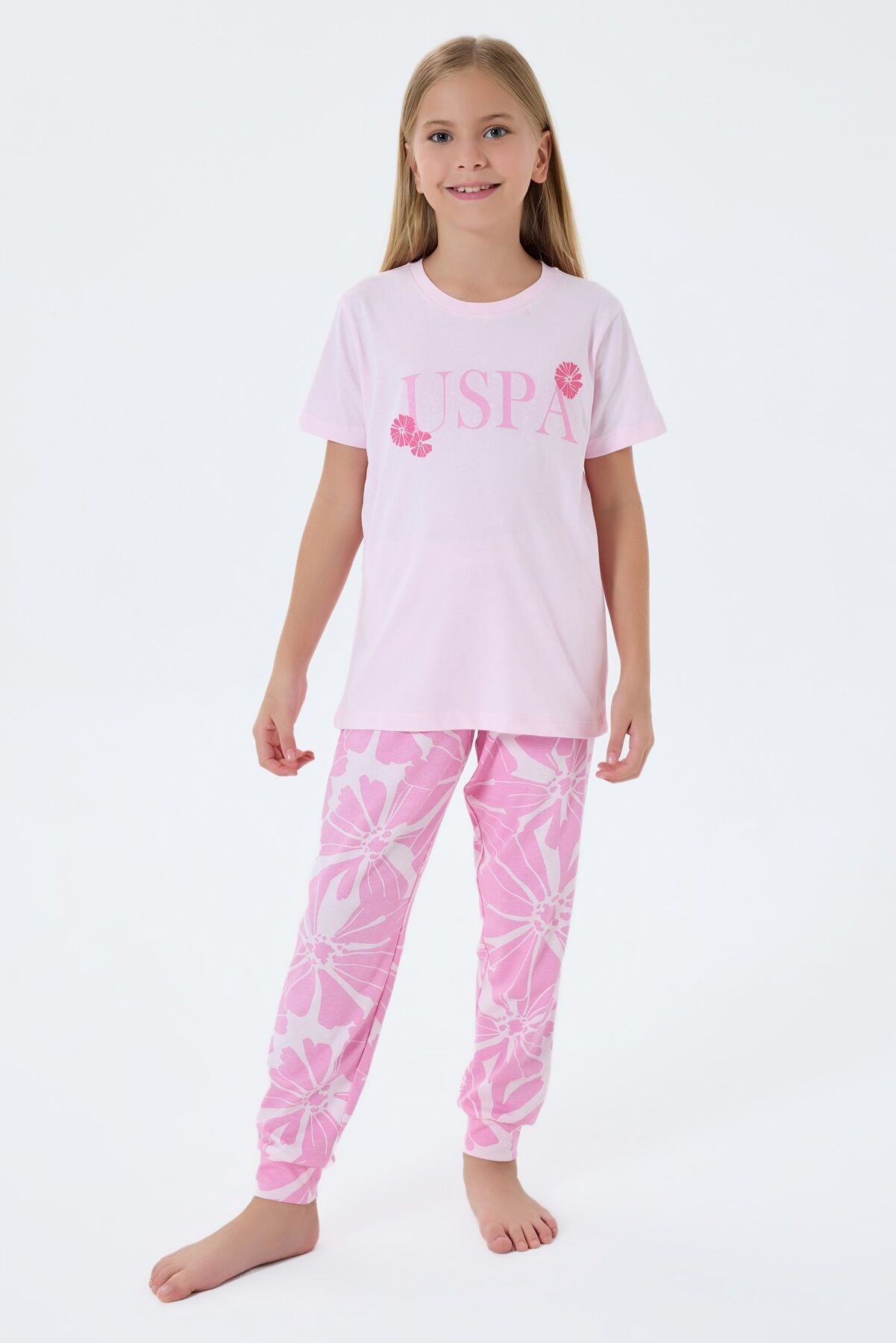 U.S. Polo Assn Kız Çocuk Pembe Pijama Takım