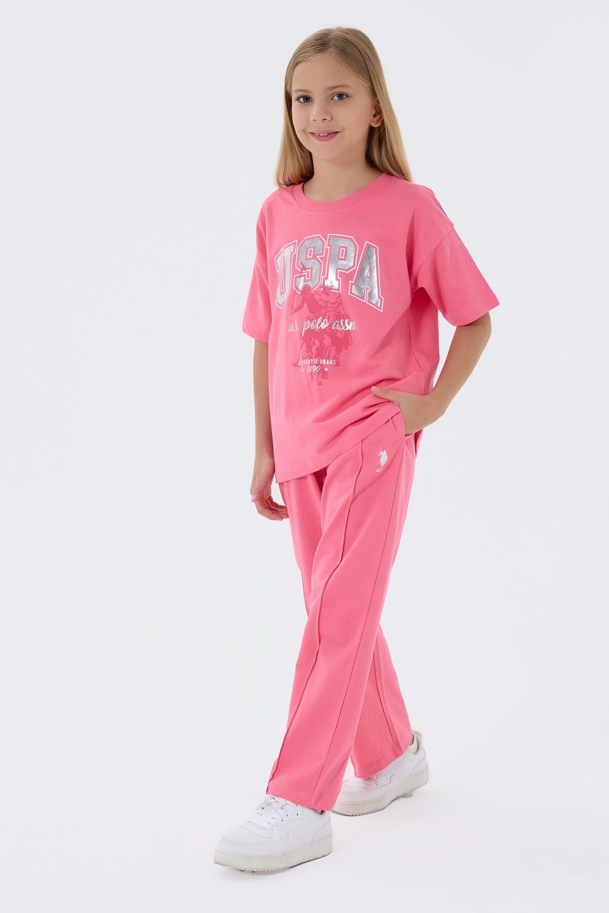 U.S. Polo Assn Kız Çocuk Pembe Pijama Takım