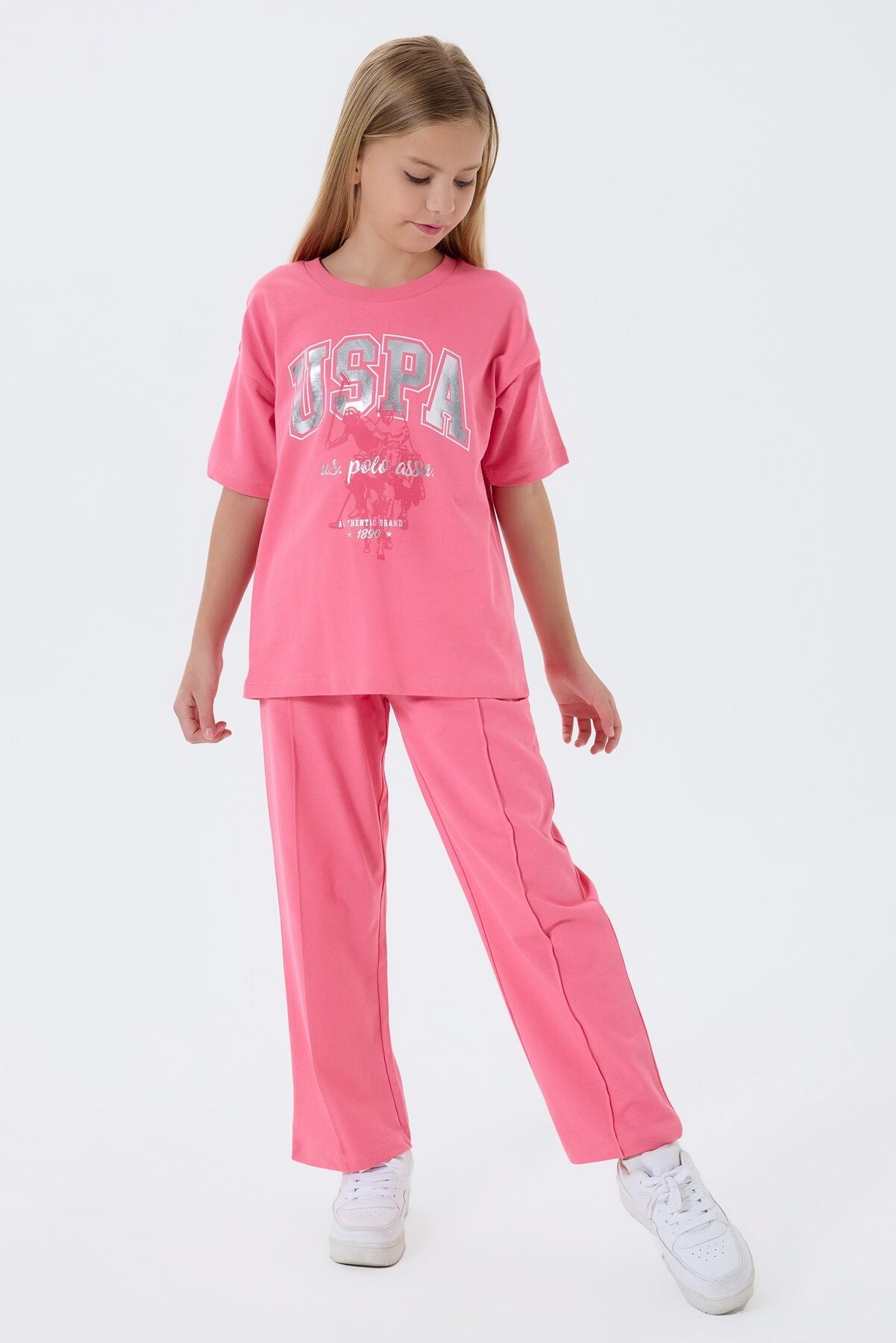 U.S. Polo Assn Kız Çocuk Pembe Pijama Takım