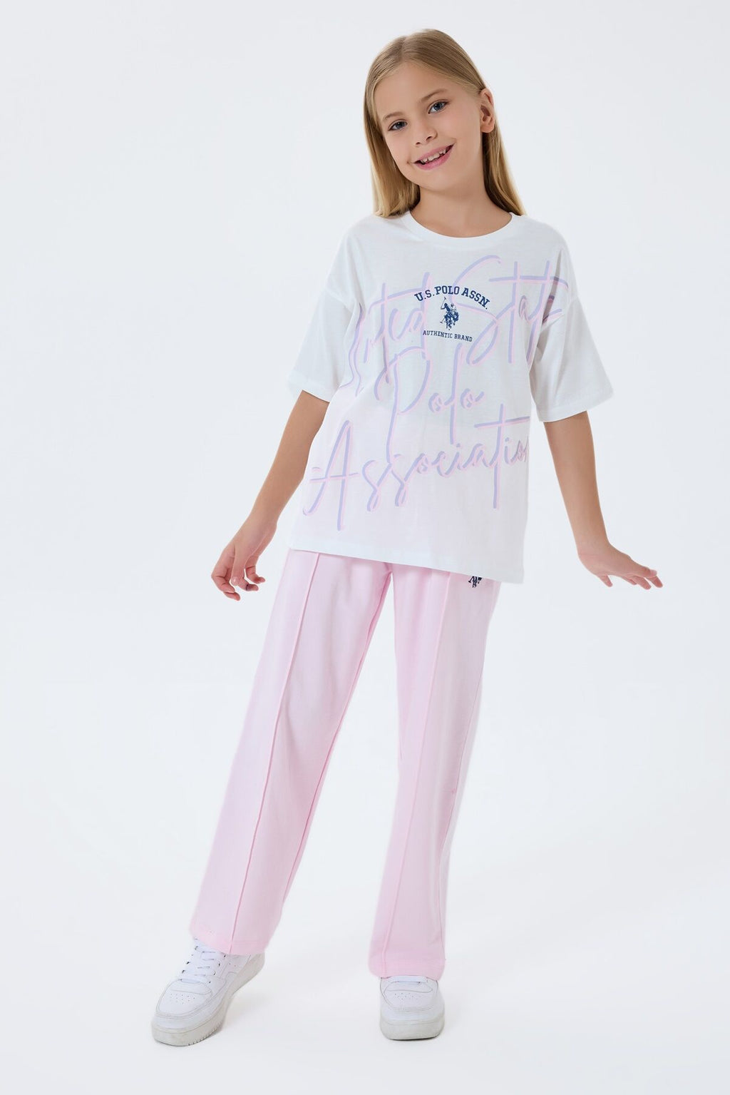 U.S. Polo Assn Kız Çocuk Pembe Pijama Takım