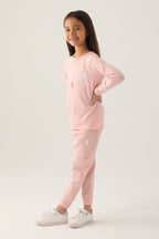 U.S. Polo Assn. Kız Çocuk Bisiklet Yaka Pigment Baskılı Kışlık Regular Fit Pembe Pijama Takımı US1664-C-V6