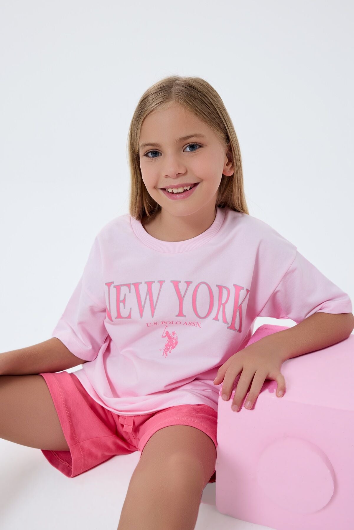 U.S. Polo Assn Kız Çocuk Pembe Şort Takım Ürün ikincil görseli