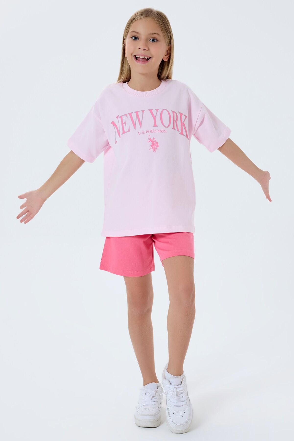 U.S. Polo Assn Kız Çocuk Pembe Şort Takım