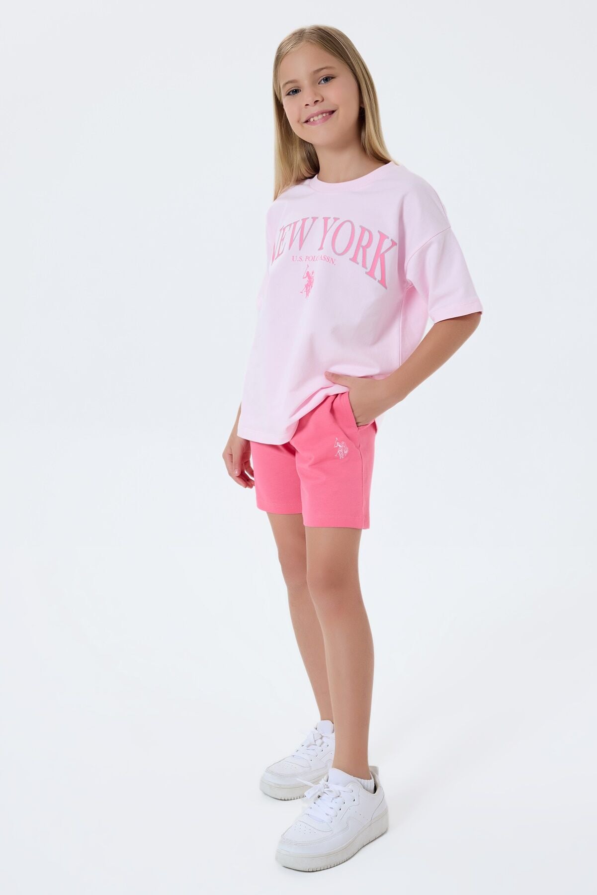 U.S. Polo Assn Kız Çocuk Pembe Şort Takım