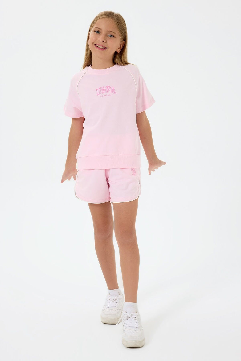 U.S. Polo Assn Kız Çocuk Pembe Şort Takım