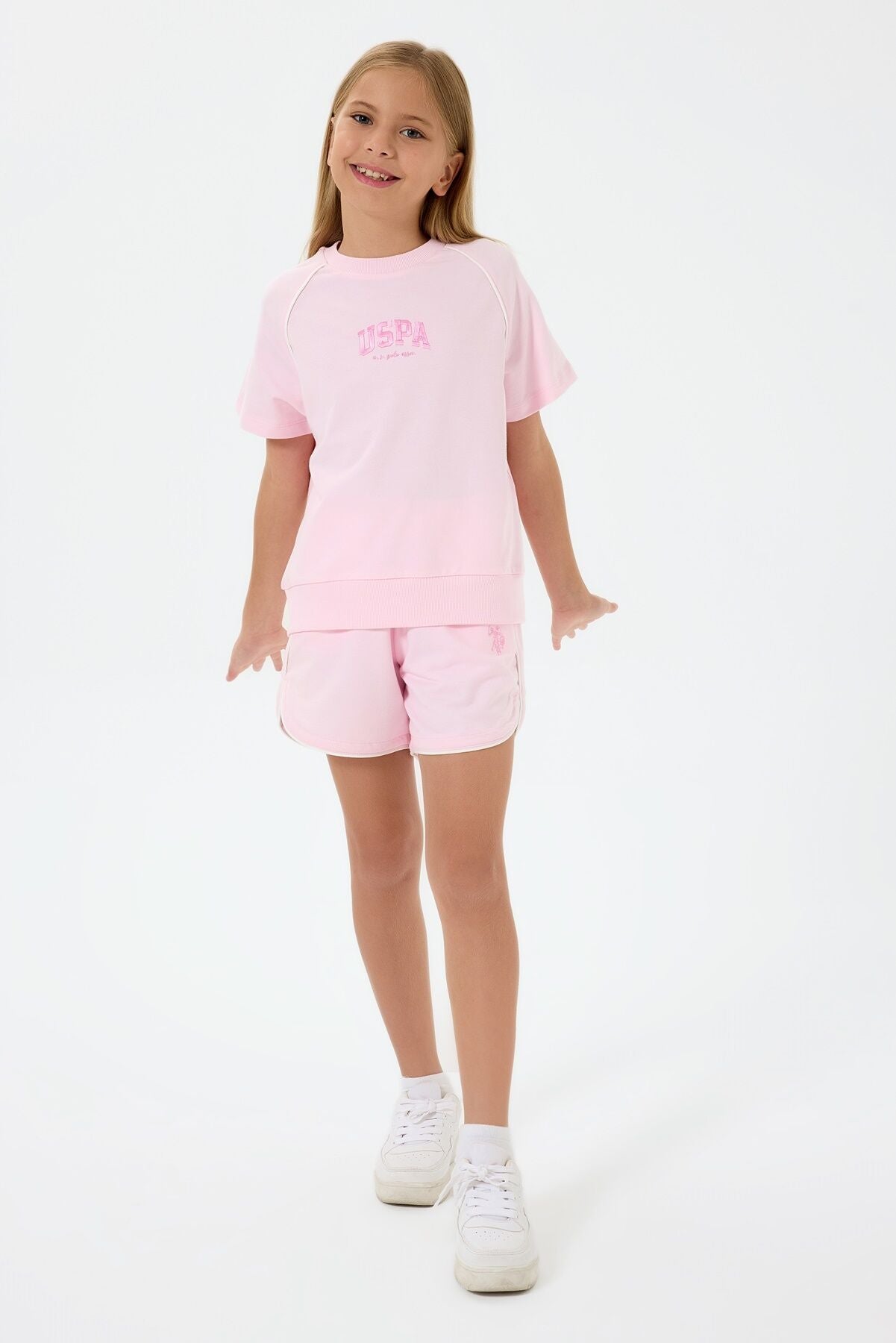 U.S. Polo Assn Kız Çocuk Pembe Şort Takım