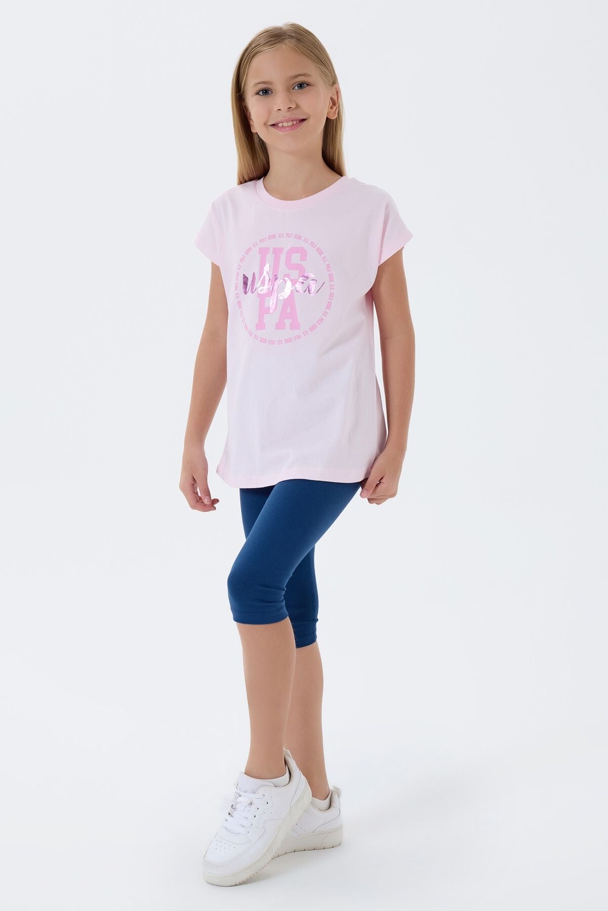 U.S. Polo Assn Kız Çocuk Pembe Tayt Takım