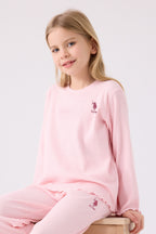 Kız Çocuk Pembe Uzun Kol Pijama Takım