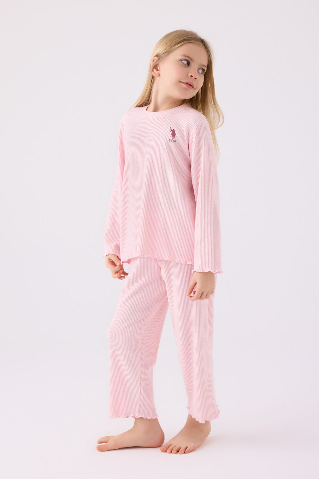 Kız Çocuk Pembe Uzun Kol Pijama Takım
