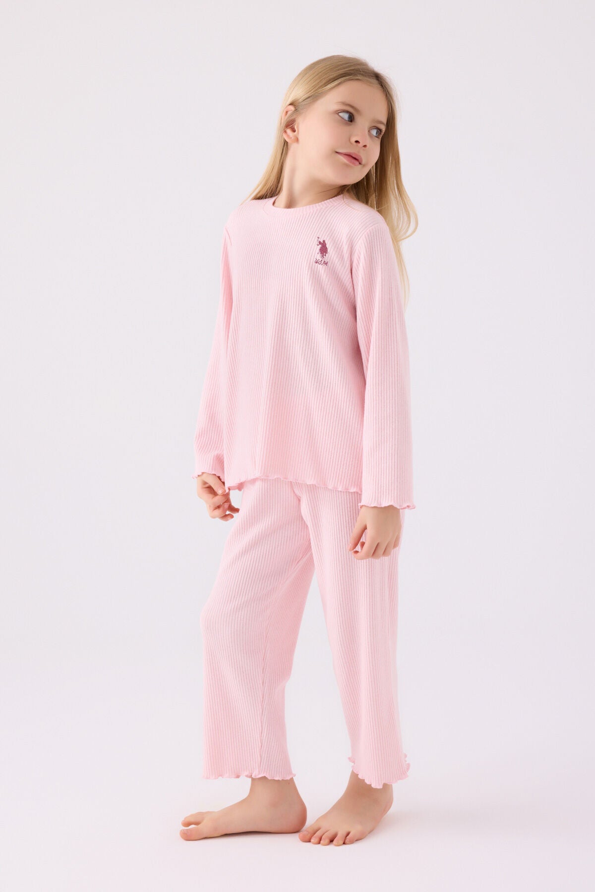 Kız Çocuk Pembe Uzun Kol Pijama Takım