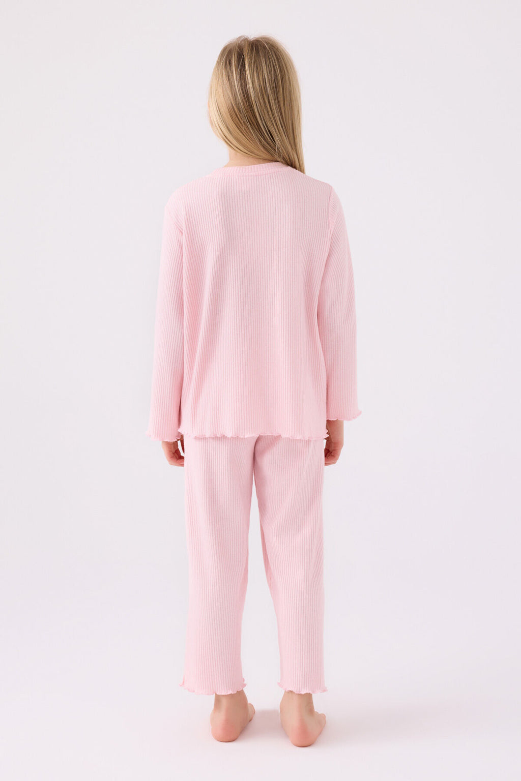 Kız Çocuk Pembe Uzun Kol Pijama Takım