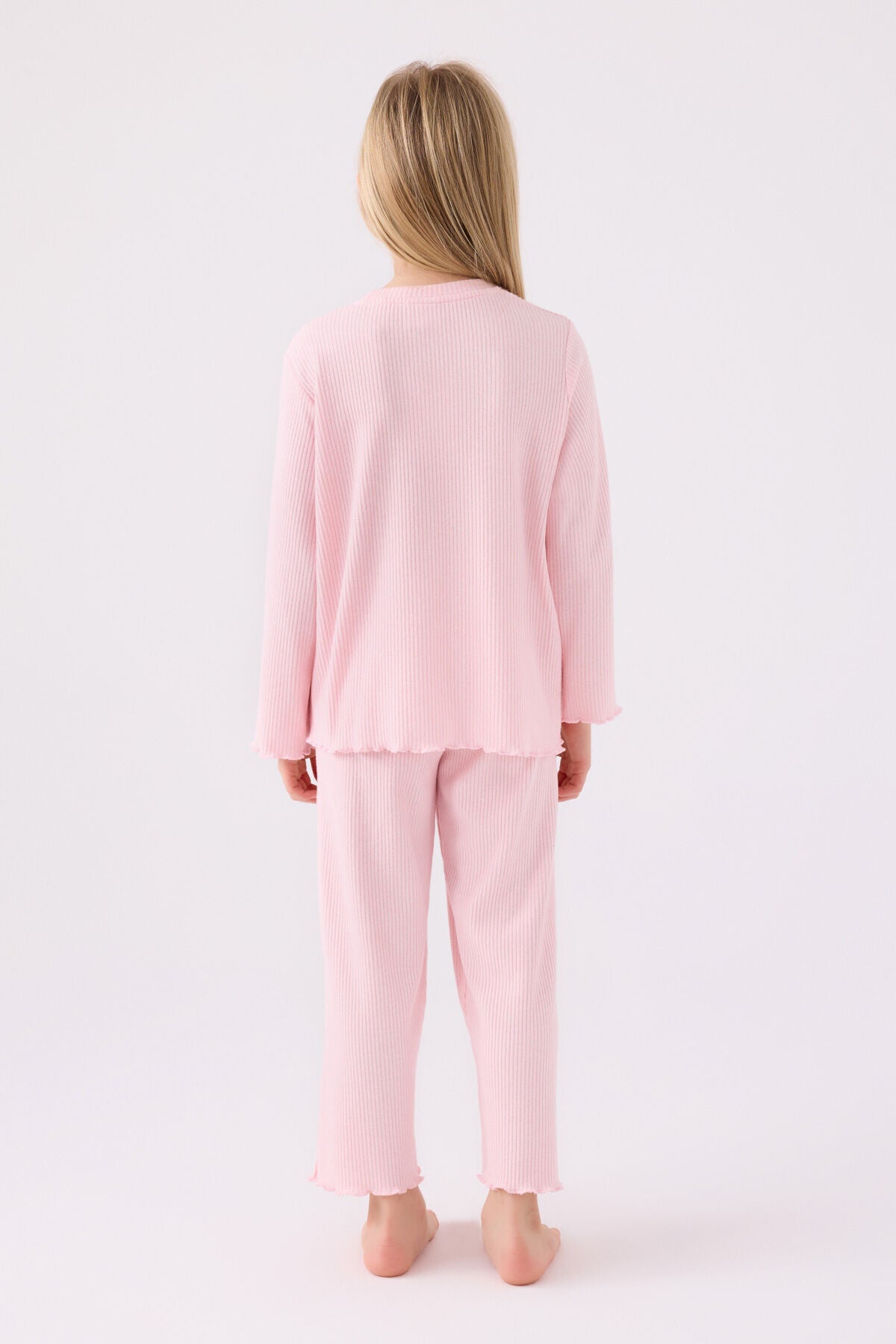 Kız Çocuk Pembe Uzun Kol Pijama Takım