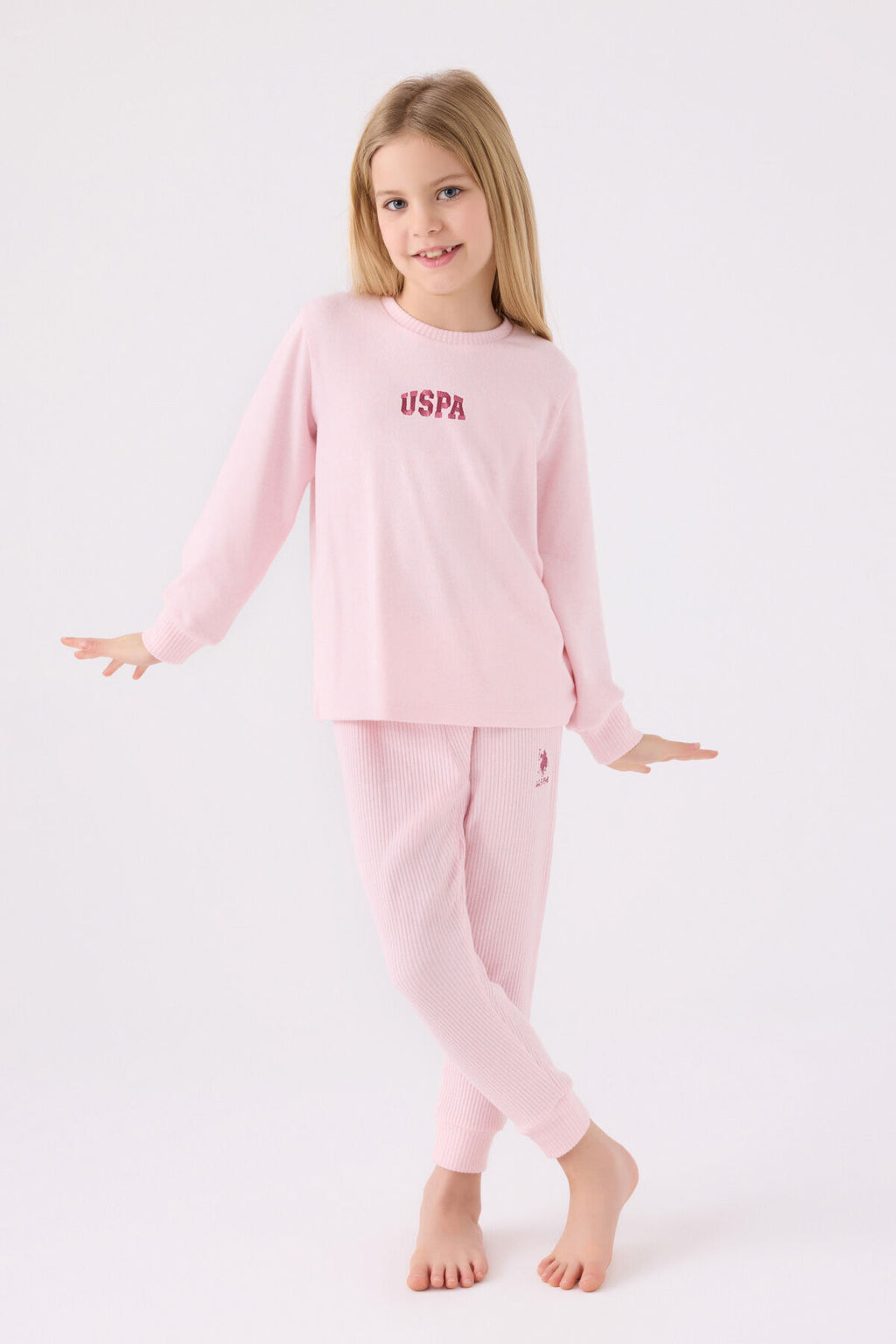 Kız Çocuk Pembe Uzun Kol Pijama Takım