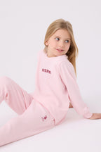 Kız Çocuk Pembe Uzun Kol Pijama Takım