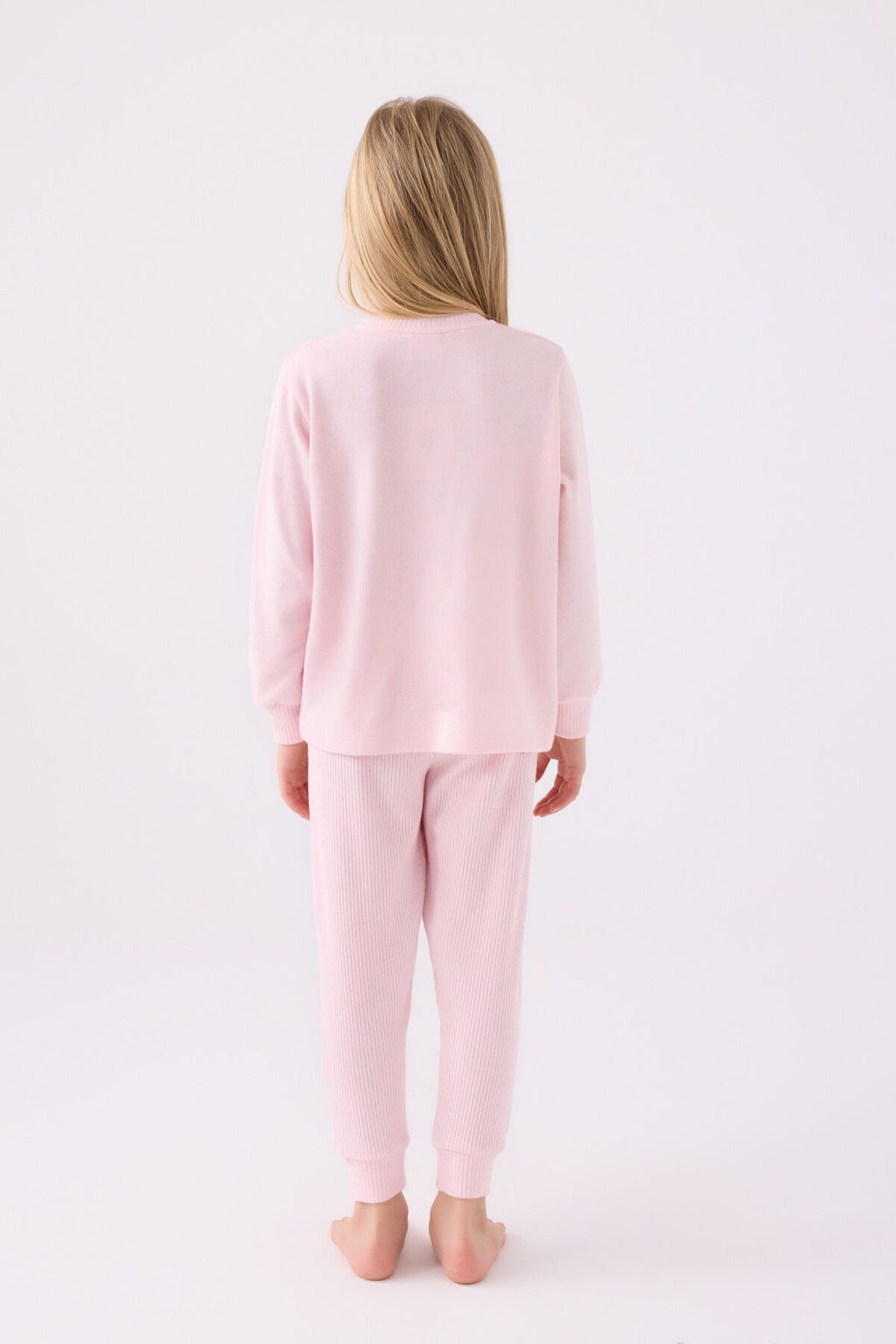 Kız Çocuk Pembe Uzun Kol Pijama Takım