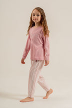 U.S. Polo Assn. Kız Çocuk Pijama Takımı Baskılı Pembe Uzun Kol Pijama Takımı US2727-C-V1