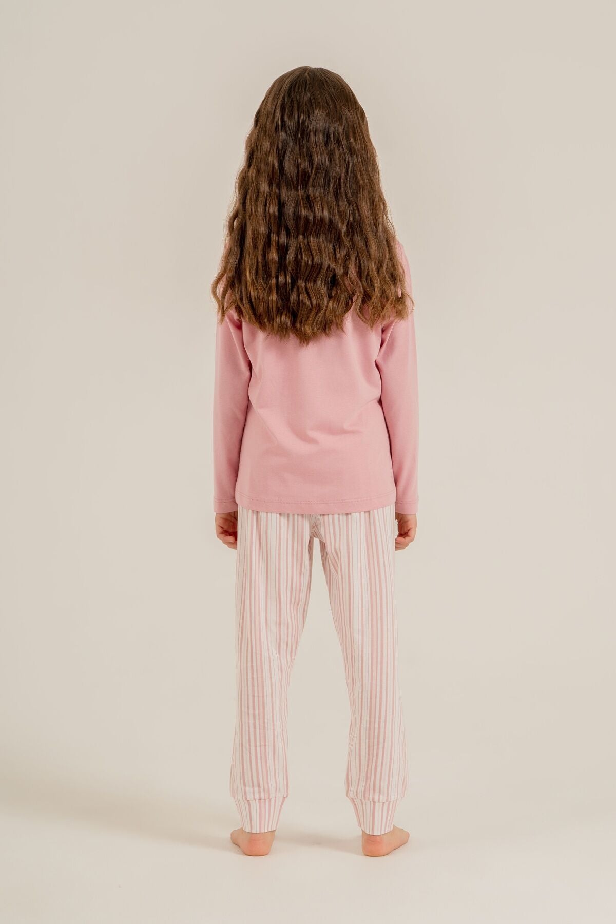 U.S. Polo Assn. Kız Çocuk Pijama Takımı Baskılı Pembe Uzun Kol Pijama Takımı US2727-C-V1