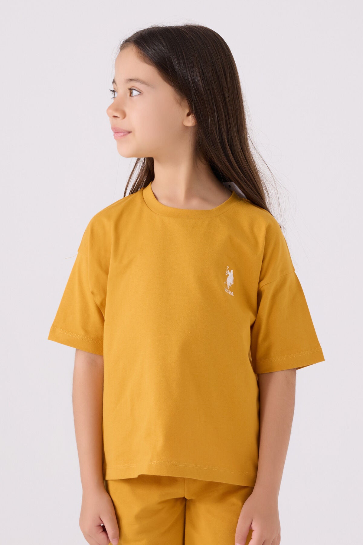 U.S. Polo Assn. Kız Çocuk Bisiklet Yaka Sargı Nakışlı Yazlık Regular Fit Sarı Bermuda Takım US1848-C-V12 Ürün ikincil görseli