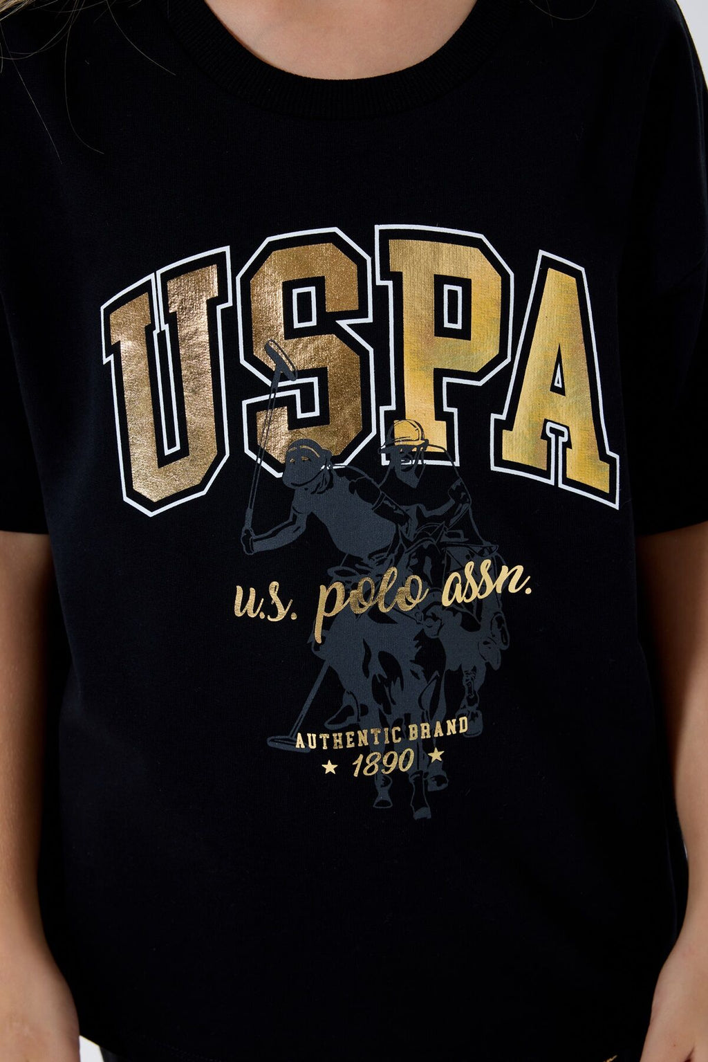 U.S. Polo Assn Kız Çocuk Siyah Pijama Takım