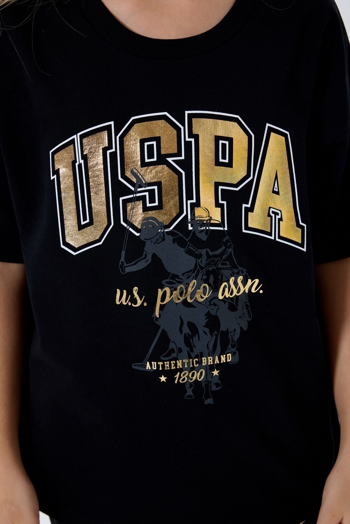 U.S. Polo Assn Kız Çocuk Siyah Pijama Takım